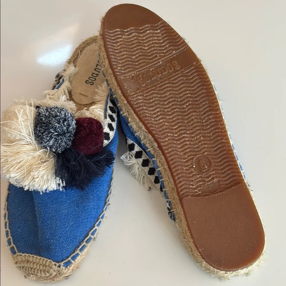 Soludos Blue Espadrille Mules Slides with Tassels Women’s 6